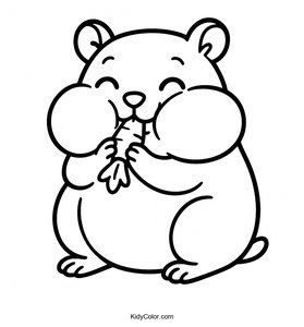 Hamster Munching On A Tiny Piece Of Carrot Cheeks Puffed Ou