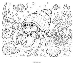 Hermit Crab Exploring the Coral Reef