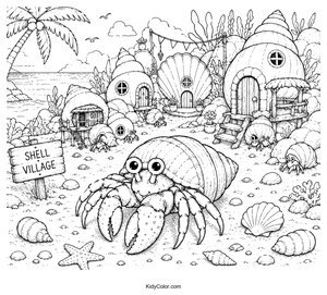 Hermit Crab in Shell Village