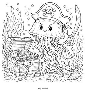 Jellyfish Pirate with Treasure