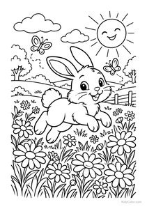 Joyful Bunny in a Spring Meadow