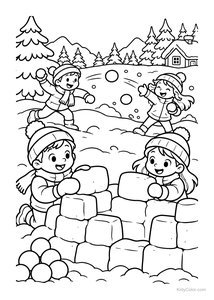 Kids Building a Snow Fort