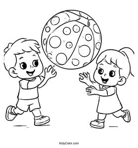 Kids Playing Catch with Giant Beach Ball
