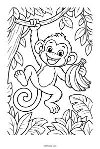 Monkey Swinging with Bananas