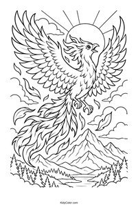 Phoenix Flying over Mountains
