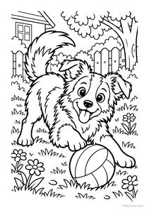 Playful Puppy with a Ball in the Garden