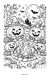 Pumpkin Family Campfire Under the Moon