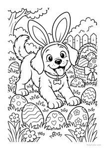 Puppy with Easter Bunny Ears in Garden