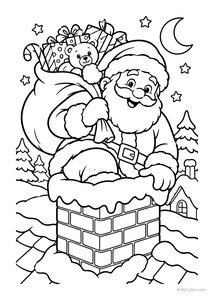 Santa Claus on a Snowy Chimney