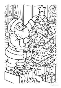 Santa Decorating a Christmas Tree