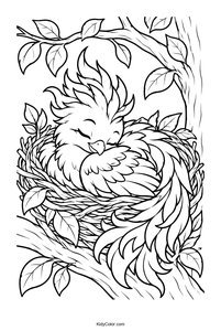 Sleeping Baby Phoenix in a Woodland Nest