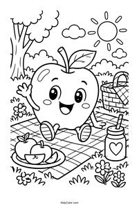 Smiling Apple Enjoying a Picnic