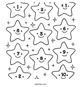 Smiling Stars with Numbers 1 to 10