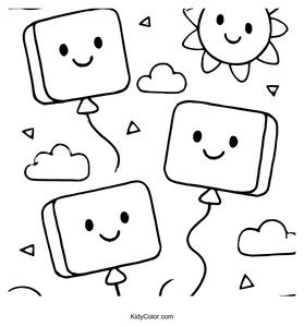 Square-Shaped Balloons Floating in Sky