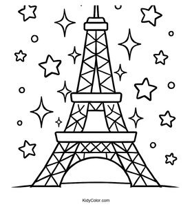 Color the Eiffel Tower Under a Starry Night Sky